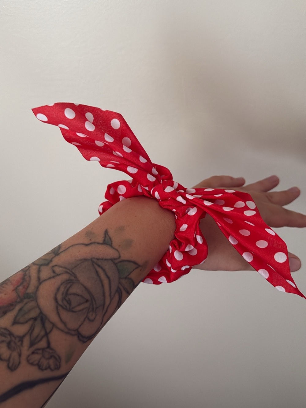 Red Polka Dot Bow Scrunchie - Minnie Mouse Disney